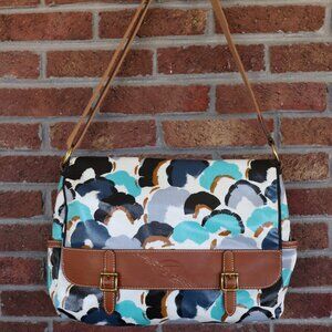 Fossil Bag * Messenger Style Tote * Blue / Aqua Older Pattern *